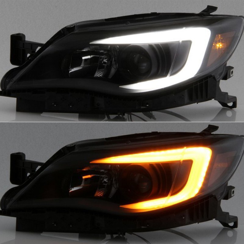 Xtune Black Smoked DRL Light Bar Projector Headlights w/ Switchback Turn Signal Subaru Impreza | WRX 2008-2014