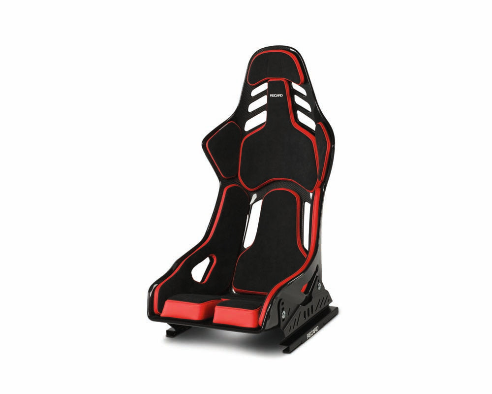 Recaro Carbon Fiber Dynamic Podium Seat Alcantara Black | Leather Red Left Hand Large